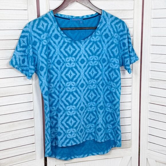 Fresh Produce Geometric Print Hemp Cotton Short Sleeve Shirt Blue Small - Picture 6 of 11